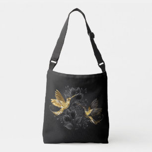 Black och Guld Hummingbird Axelväska