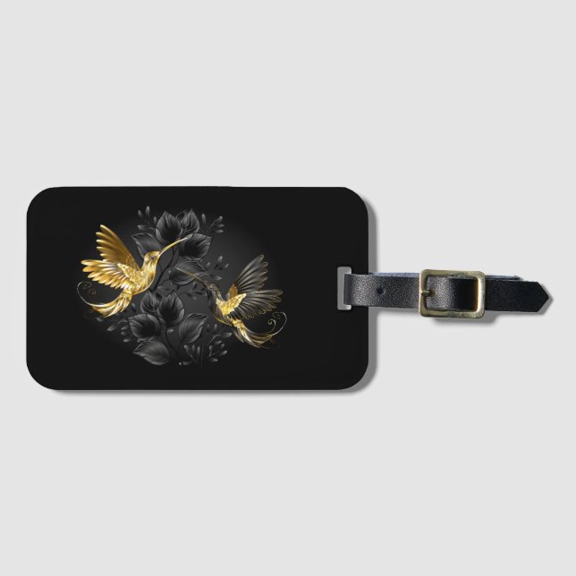 Black och Guld Hummingbird Bagagebricka (Framsida horisontal)