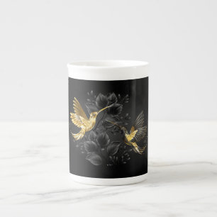 Black och Guld Hummingbird Benporslin Mugg