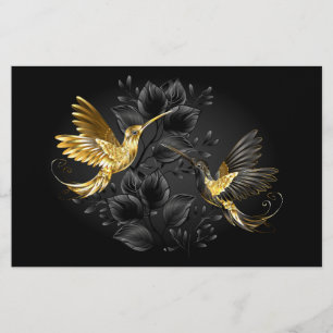 Black och Guld Hummingbird Brevpapper
