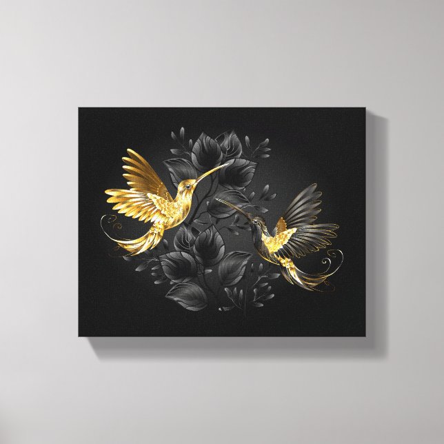 Black och Guld Hummingbird Canvastryck (Framsida)