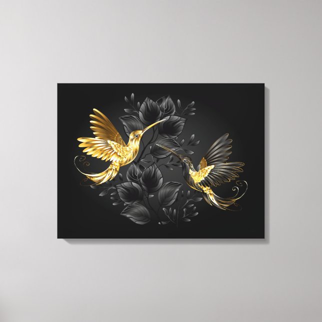 Black och Guld Hummingbird Canvastryck (Framsida)