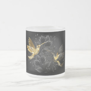 Black och Guld Hummingbird Frostad Glasmugg