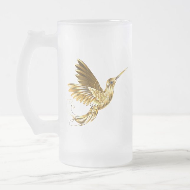 Black och Guld Hummingbird Frostat Ölglas (Vänster)