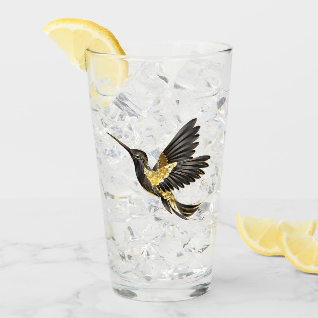 Black och Guld Hummingbird Glaskopp (Framsida Ice)
