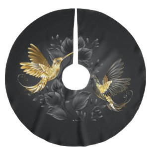 Black och Guld Hummingbird Julgransmatta Borstad Polyester