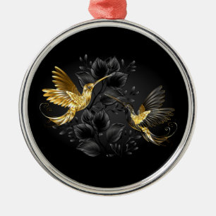 Black och Guld Hummingbird Julgransprydnad Metall