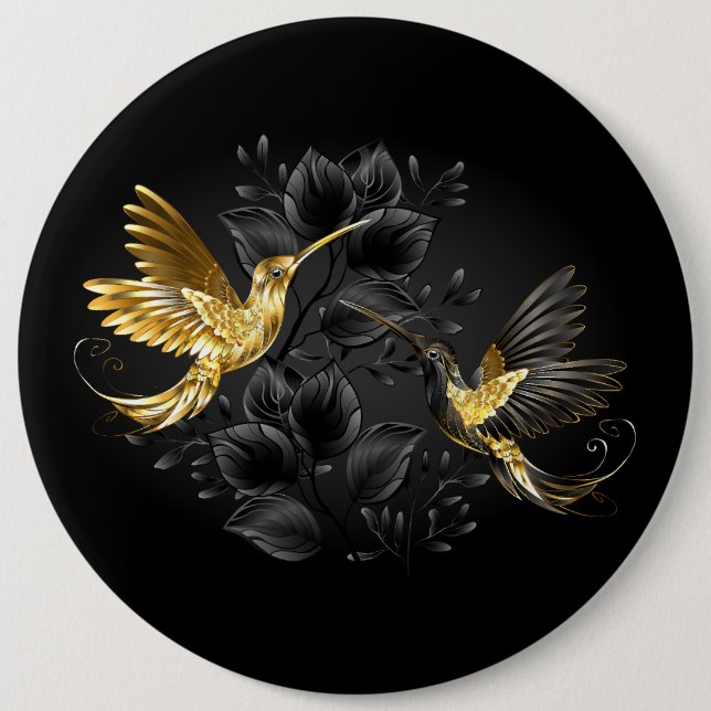 Black och Guld Hummingbird Knapp (Framsida)
