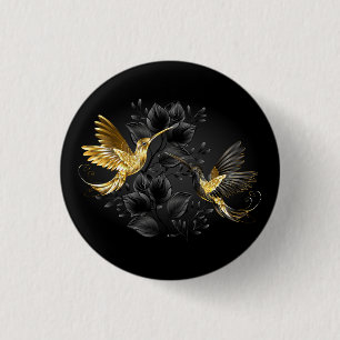 Black och Guld Hummingbird Knapp