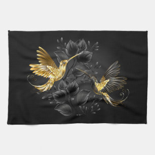 Black och Guld Hummingbird Kökshandduk