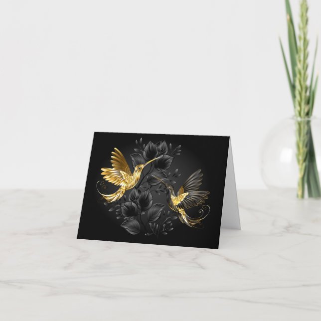 Black och Guld Hummingbird Kort (Framsida)
