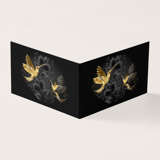 Black och Guld Hummingbird Kort (Utsida)