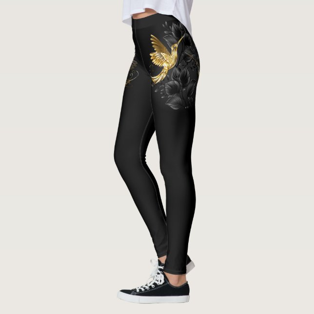 Black och Guld Hummingbird Leggings (Vänster)