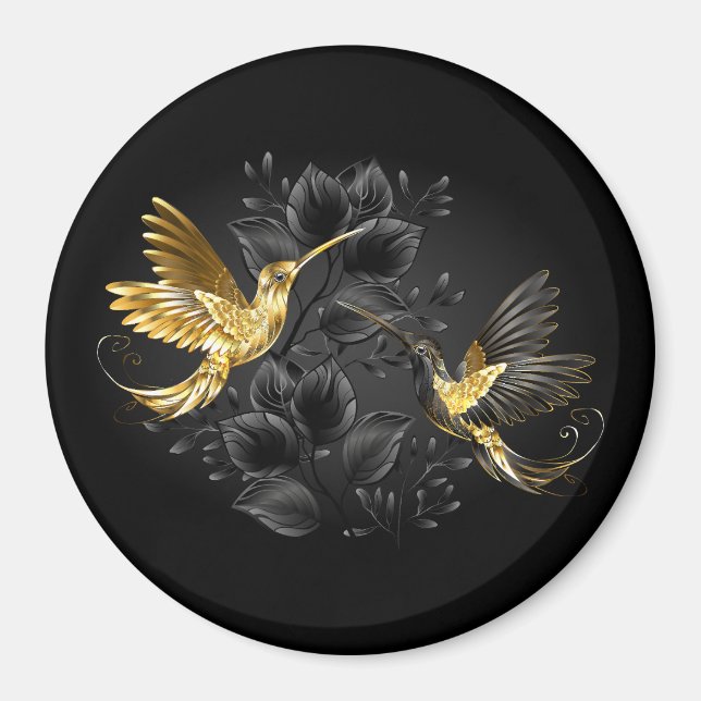 Black och Guld Hummingbird Magnet (Framsidan)