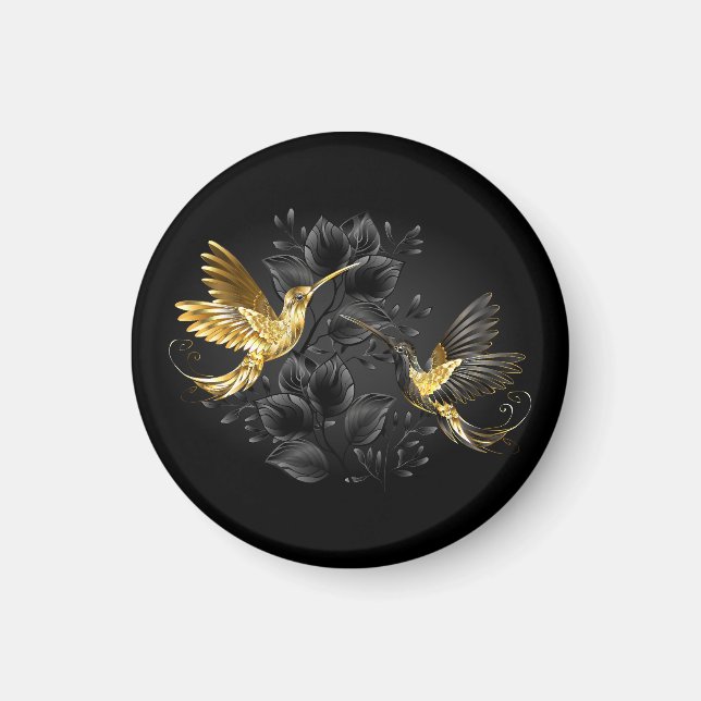 Black och Guld Hummingbird Magnet (Framsidan)