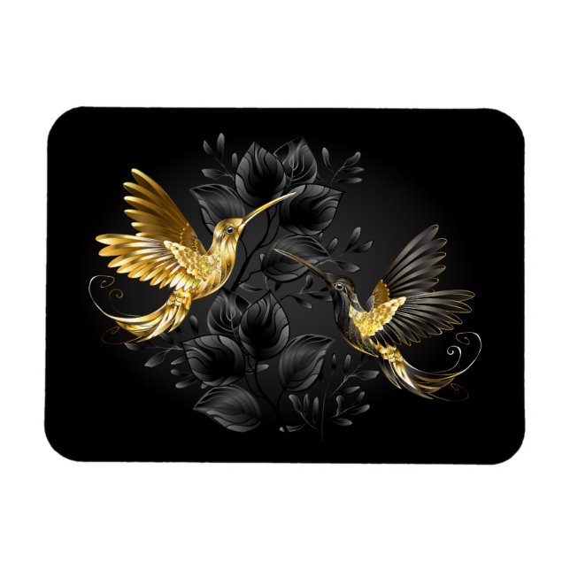 Black och Guld Hummingbird Magnet (Horisontell)