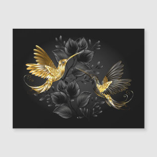 Black och Guld Hummingbird Magnetisk Inbjudningskort