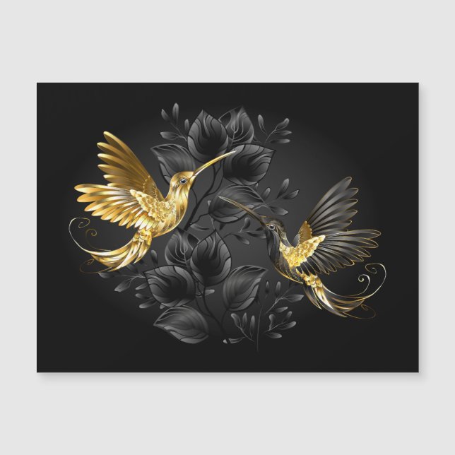 Black och Guld Hummingbird Magnetisk Inbjudningskort (Framsida)