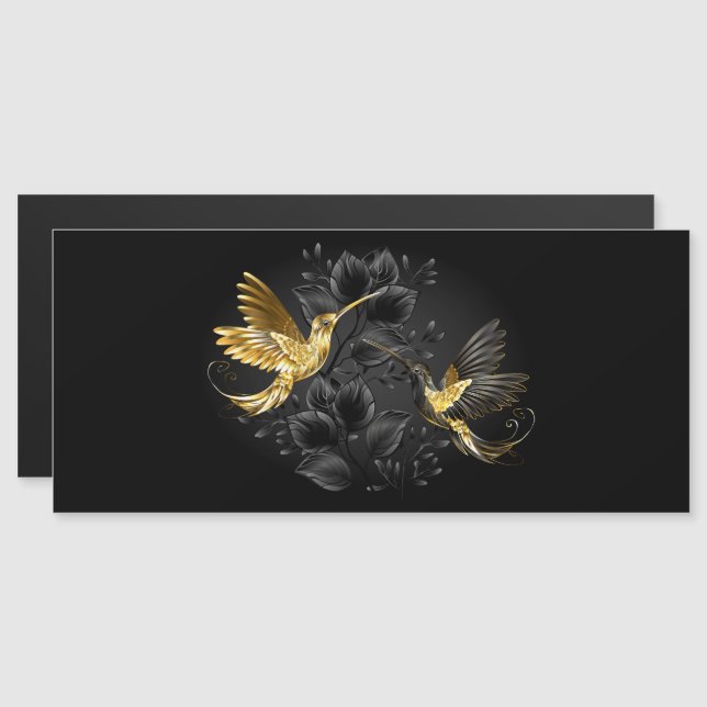 Black och Guld Hummingbird Magnetisk Inbjudningskort (Fram/baksida)