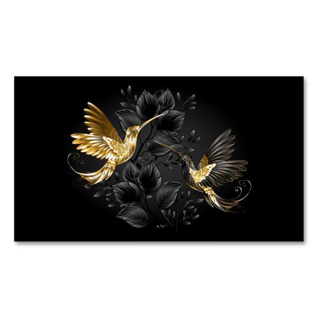 Black och Guld Hummingbird Magnetiska Visitkort (Framsida)