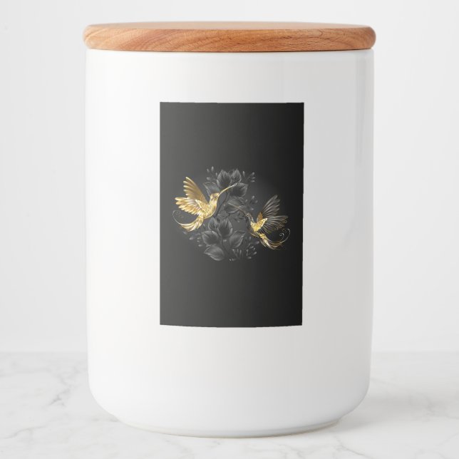 Black och Guld Hummingbird Mat Etikett (Framsida)