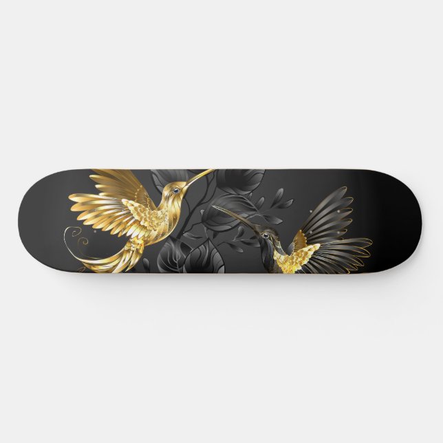 Black och Guld Hummingbird Mini Skateboard Bräda 18,5 Cm (Horz)