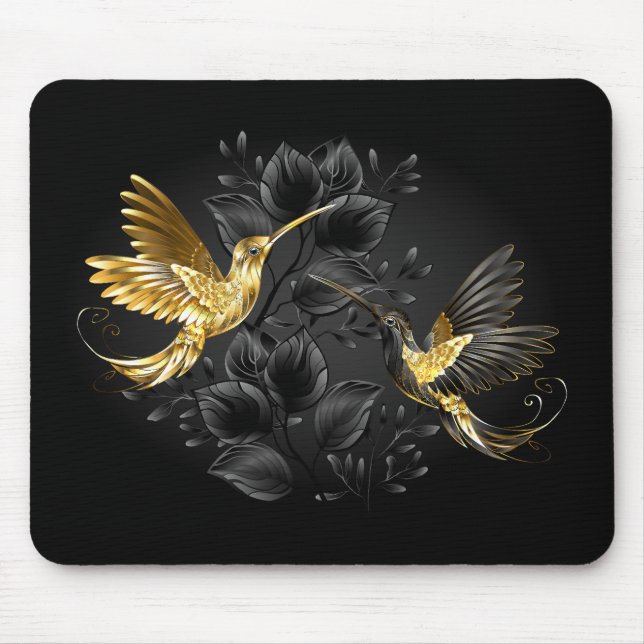 Black och Guld Hummingbird Musmatta (Framsidan)