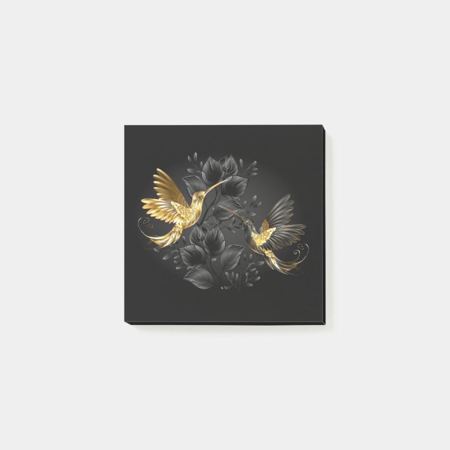 Black och Guld Hummingbird Post-it Block (Framsida)