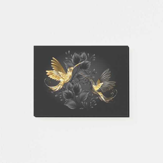 Black och Guld Hummingbird Post-it Block (Framsida)