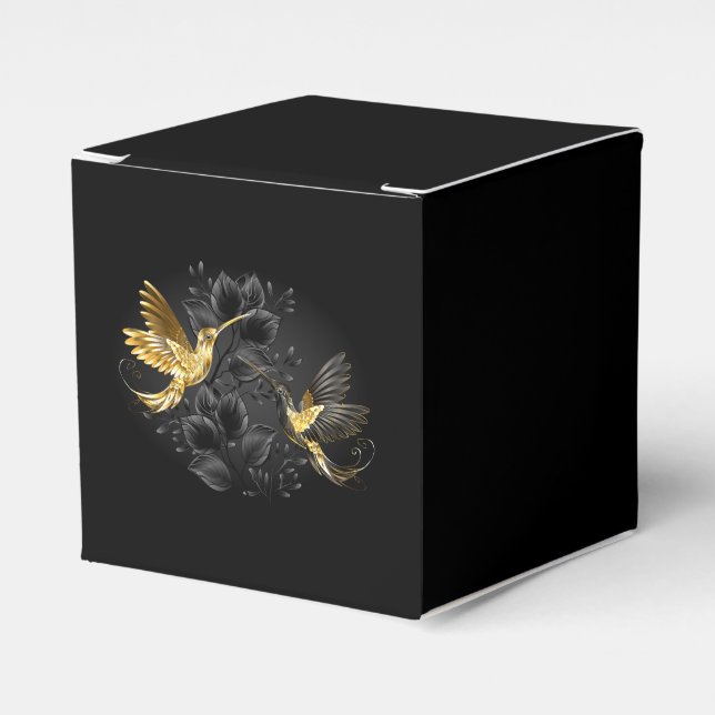 Black och Guld Hummingbird Presentaskar (Framsidan Sidan)