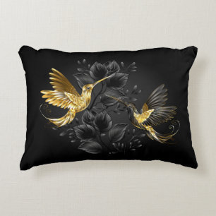 Black och Guld Hummingbird Prydnadskudde