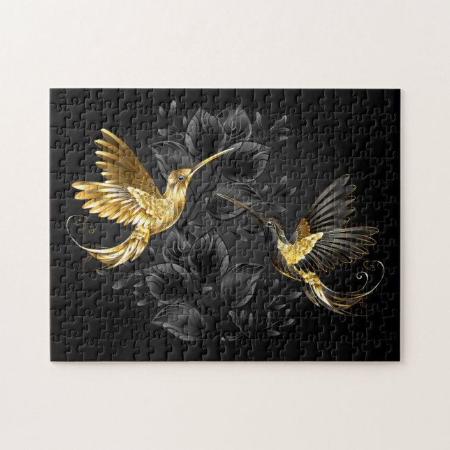 Black och Guld Hummingbird Pussel (Horisontell)