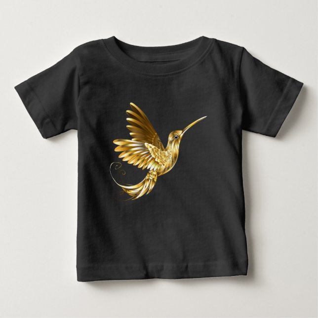 Black och Guld Hummingbird T Shirt (Framsida)