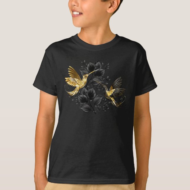 Black och Guld Hummingbird T Shirt (Framsida)
