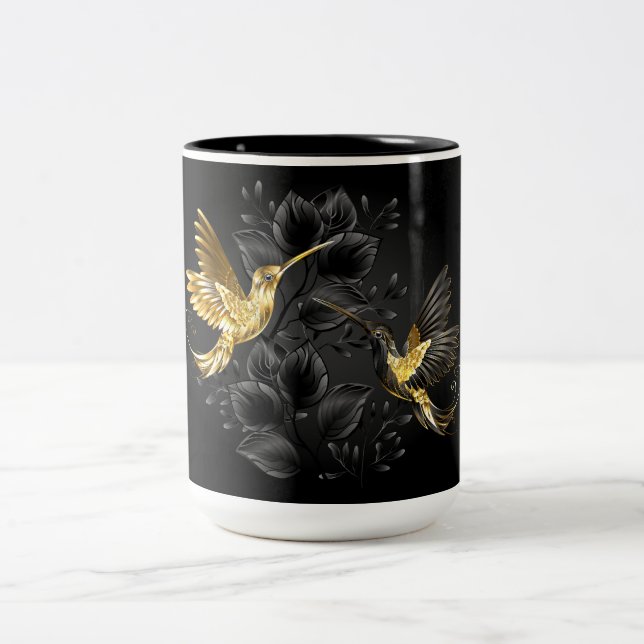 Black och Guld Hummingbird Två-Tonad Mugg (Center)
