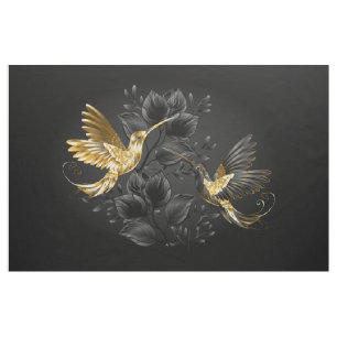 Black och Guld Hummingbird Tyg