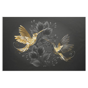 Black och Guld Hummingbird Tyg
