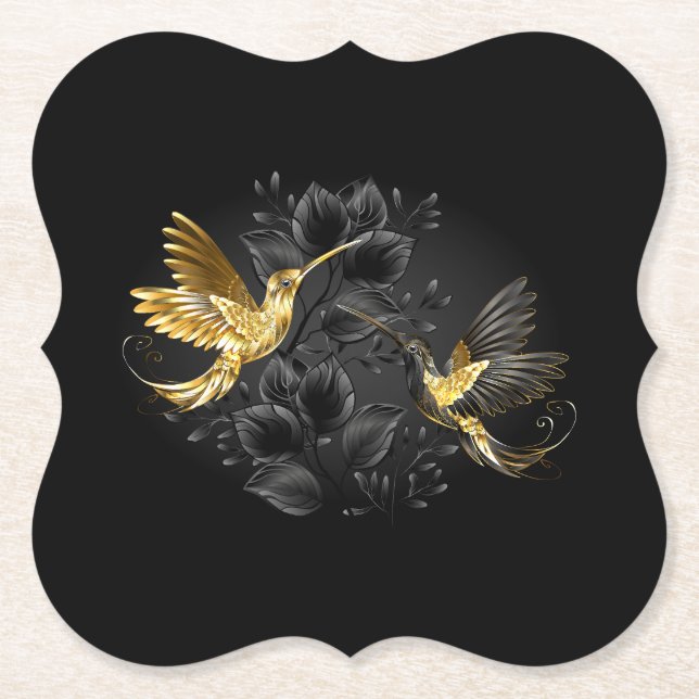 Black och Guld Hummingbird Underlägg Papper (Framsida)