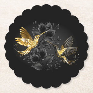 Black och Guld Hummingbird Underlägg Papper