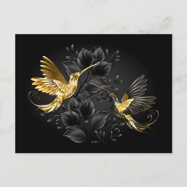 Black och Guld Hummingbird Vykort (Framsida)