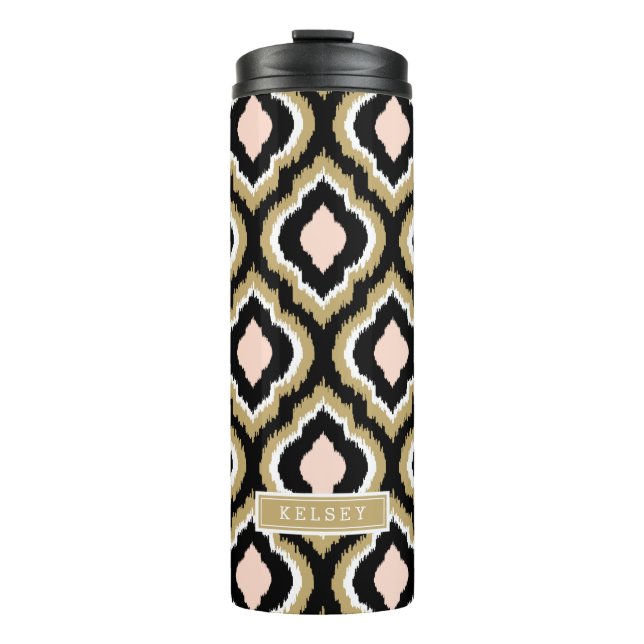 Black  och Guld Ikat Moroccan Monogram (Framsida)