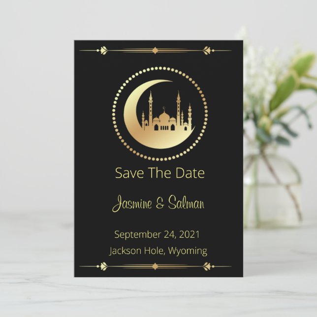 Black och Guld Islamic Spara Datumet (Stående Fram)