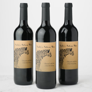Black och Guld Jaguar Artisan Vin Vinflaska Etikett