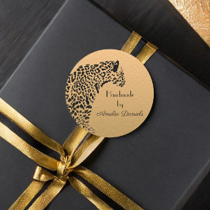 Black och Guld Jaguar Handmade av Runt Klistermärke