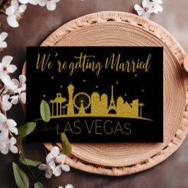 Black och Guld Las Vegas Silhouette Bröllop Inbjudningar