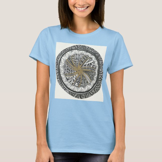 Black och Guld Mandala Shirt Tee (Framsida)