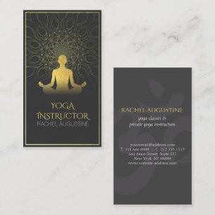 Black och Guld Mandala Yoga Meditation & Om Symbol Visitkort