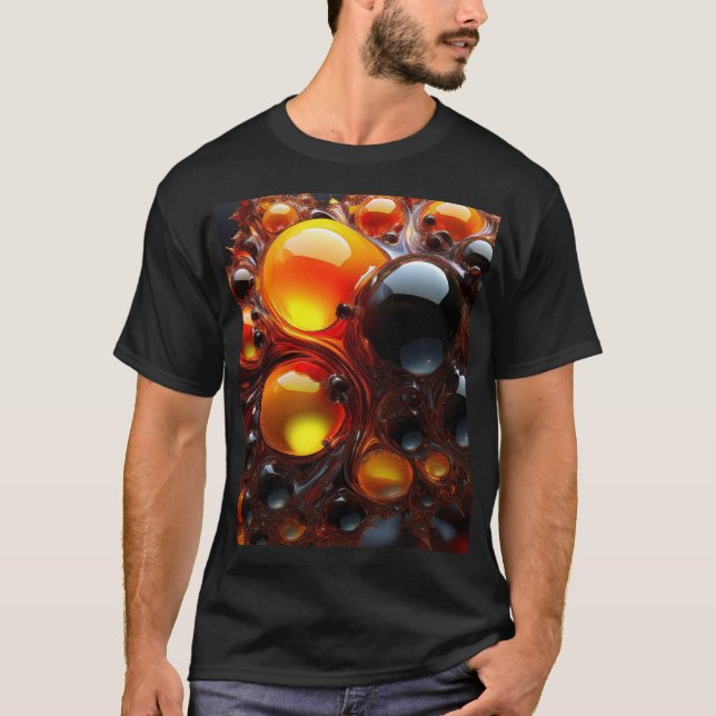 Black och Guld Mandelbrot Bollar T Shirt (Framsida)