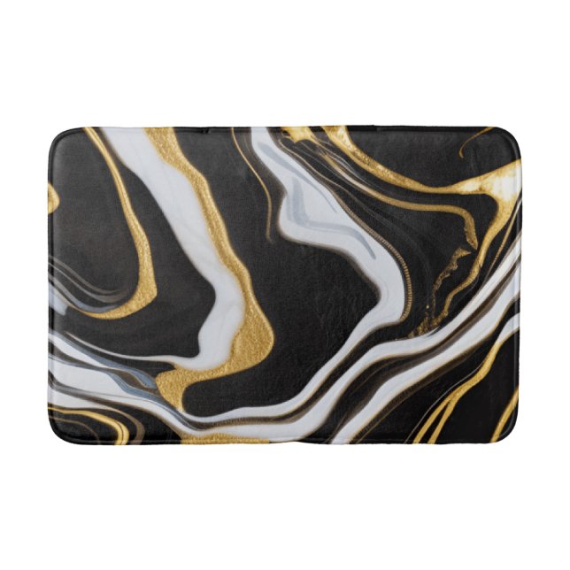 Black och Guld Marble Badrumsmatta (Framsidan)