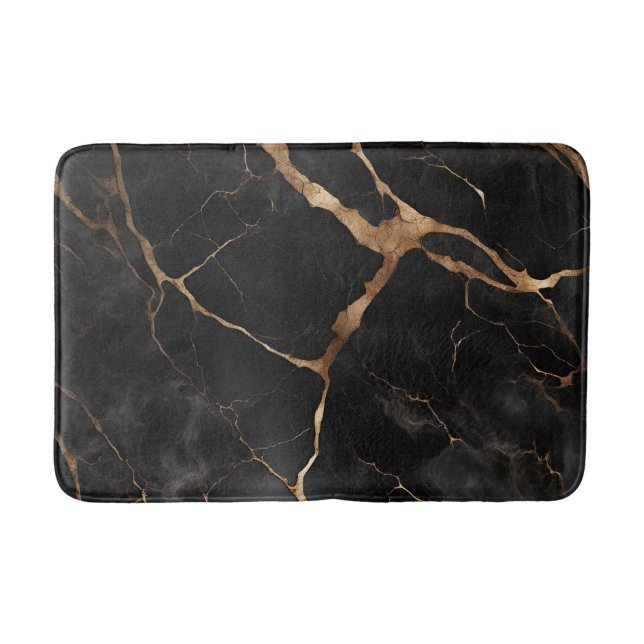 Black och Guld Marble Stone Struktur Badrumsmatta (Framsidan)